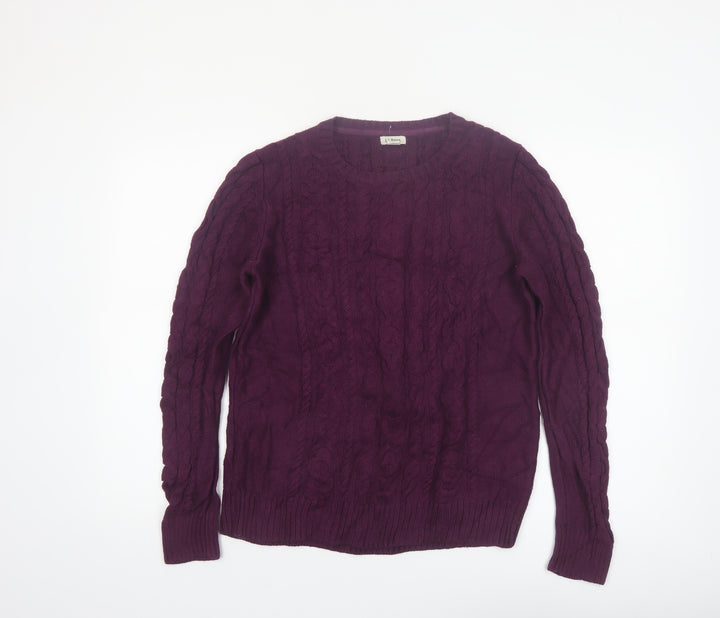 L.L. Bean Women's Purple Cotton Cable Knit Jumper M Regular