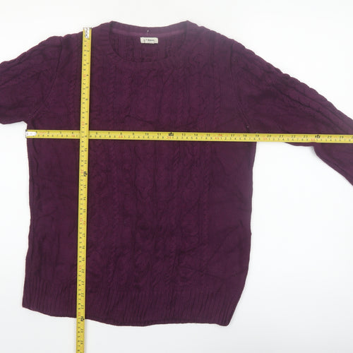 L.L. Bean Women's Purple Cotton Cable Knit Jumper M Regular