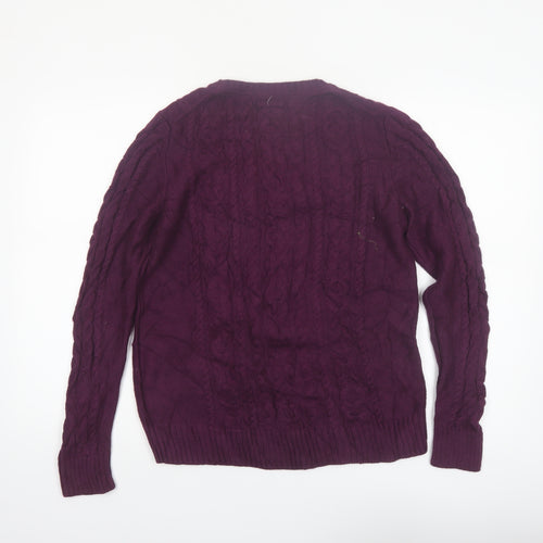 L.L. Bean Women's Purple Cotton Cable Knit Jumper M Regular