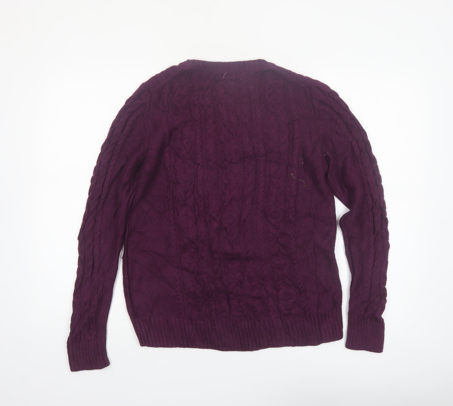 L.L. Bean Women's Purple Cotton Cable Knit Jumper M Regular