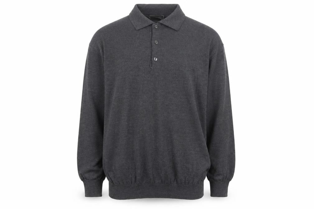 Front view of Daniel Hechter Men’s Grey Wool Collared Henley Jumper, size L
