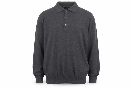 Front view of Daniel Hechter Men’s Grey Wool Collared Henley Jumper, size L