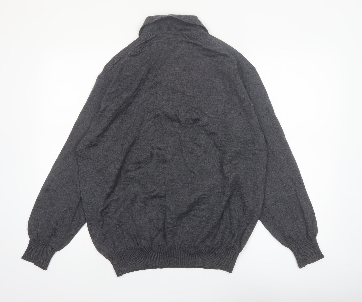 Daniel Hechter Men’s Grey Wool Collared Henley Jumper Size L