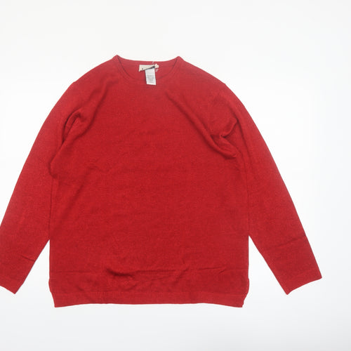 LEA Apparel Womens Red Crew Neck Long Sleeve Pullover Jumper L