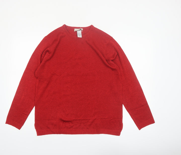 LEA Apparel Womens Red Crew Neck Long Sleeve Pullover Jumper L