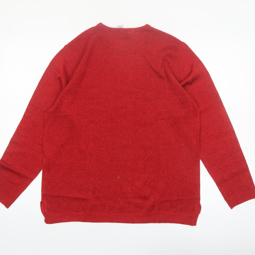 LEA Apparel Womens Red Crew Neck Long Sleeve Pullover Jumper L