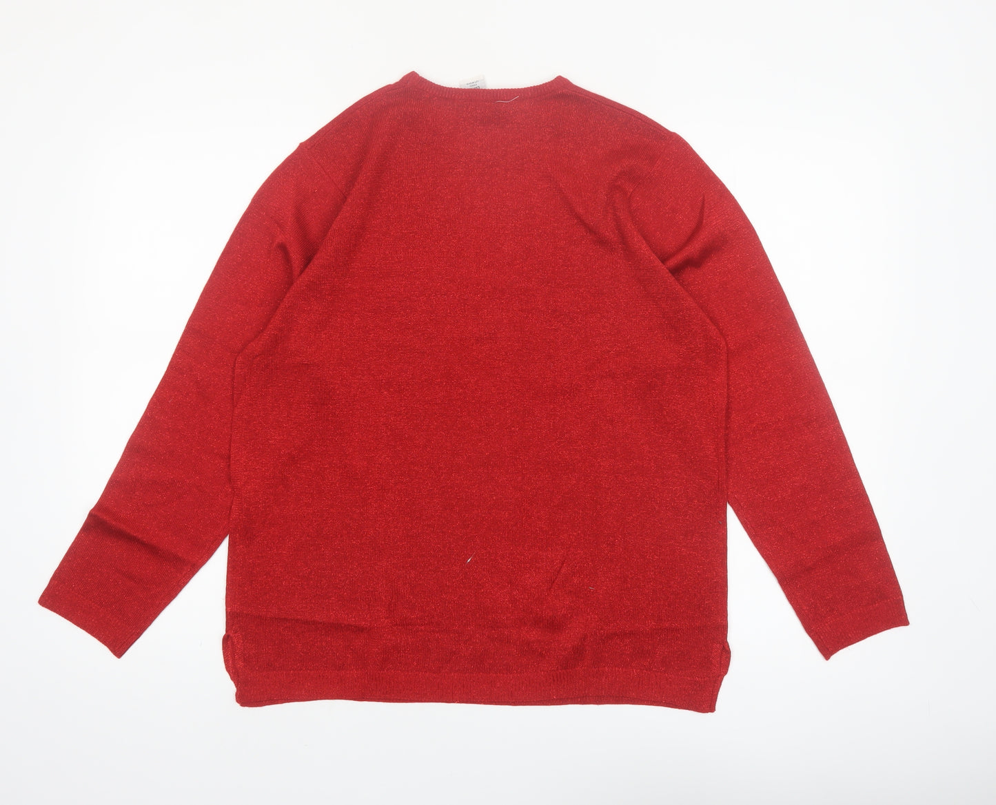LEA Apparel Womens Red Crew Neck Long Sleeve Pullover Jumper L