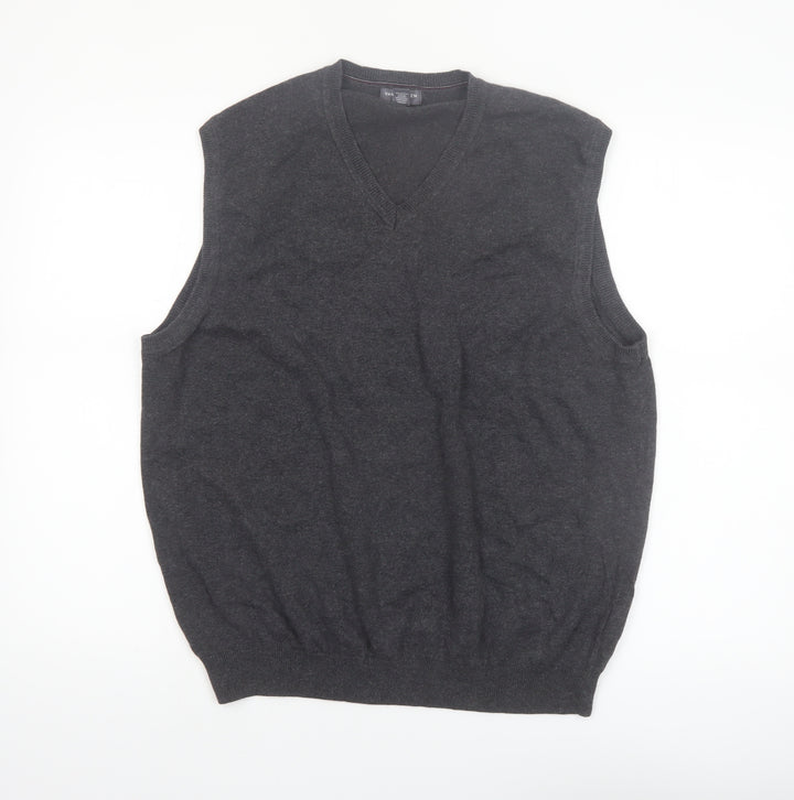 Van Heusen Men's Grey Cotton Knit V-Neck Sleeveless Vest L