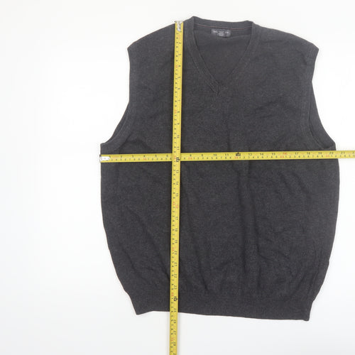 Van Heusen Men's Grey Cotton Knit V-Neck Sleeveless Vest L