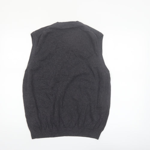 Van Heusen Men's Grey Cotton Knit V-Neck Sleeveless Vest L