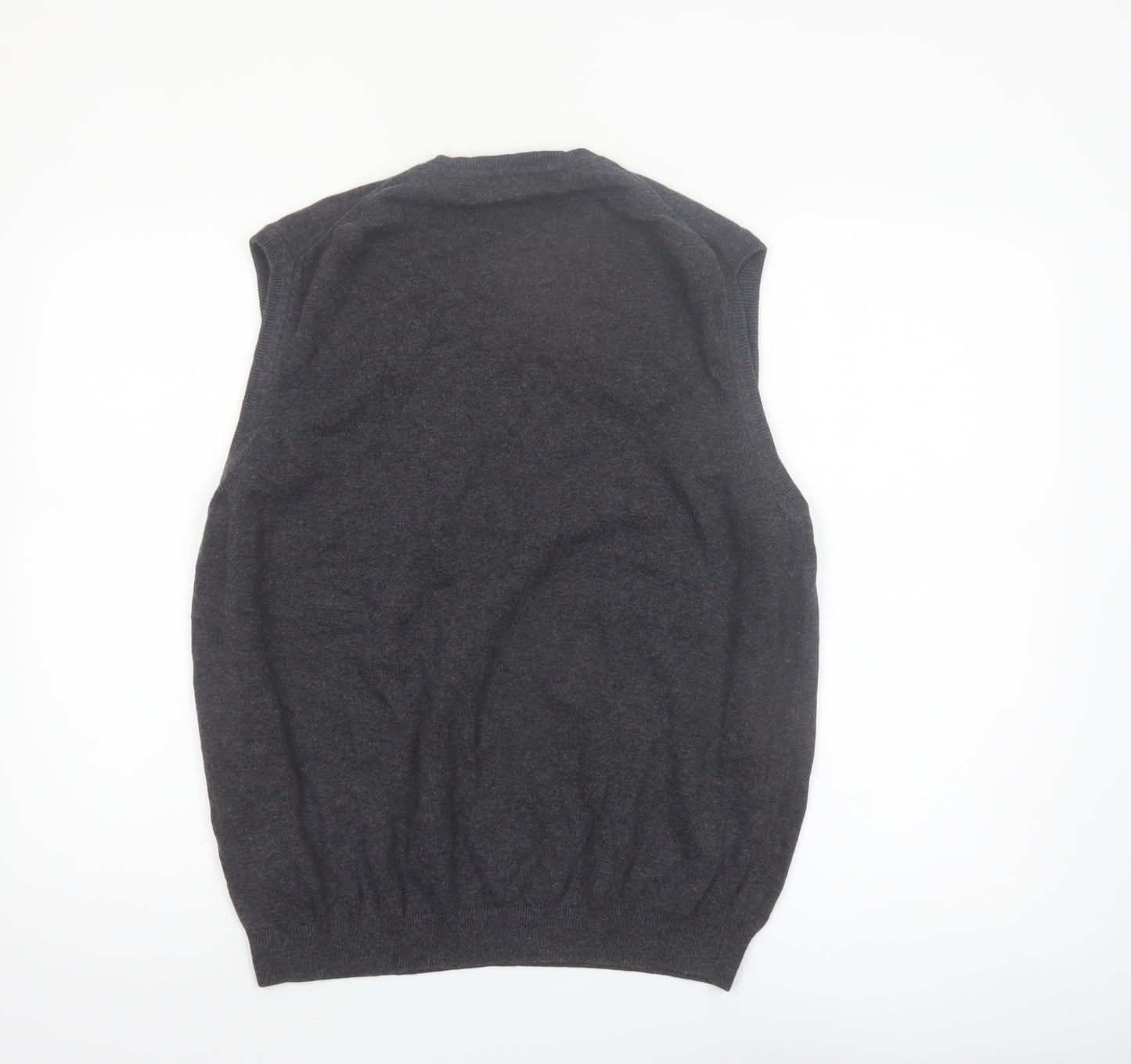 Van Heusen Men's Grey Cotton Knit V-Neck Sleeveless Vest L
