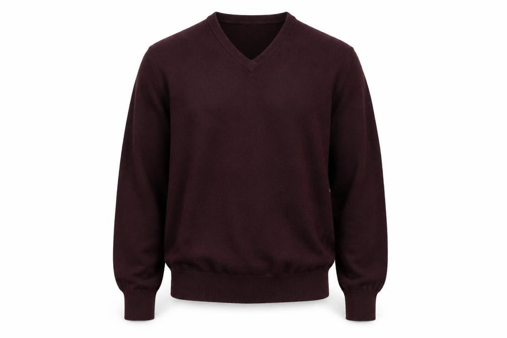Gazman Mens Brown Wool V-Neck Jumper Size L Classic Fit