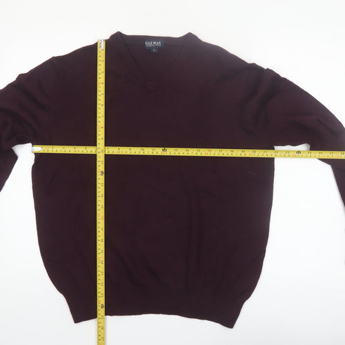 Gazman Mens Brown Wool V-Neck Jumper Size L Classic Fit