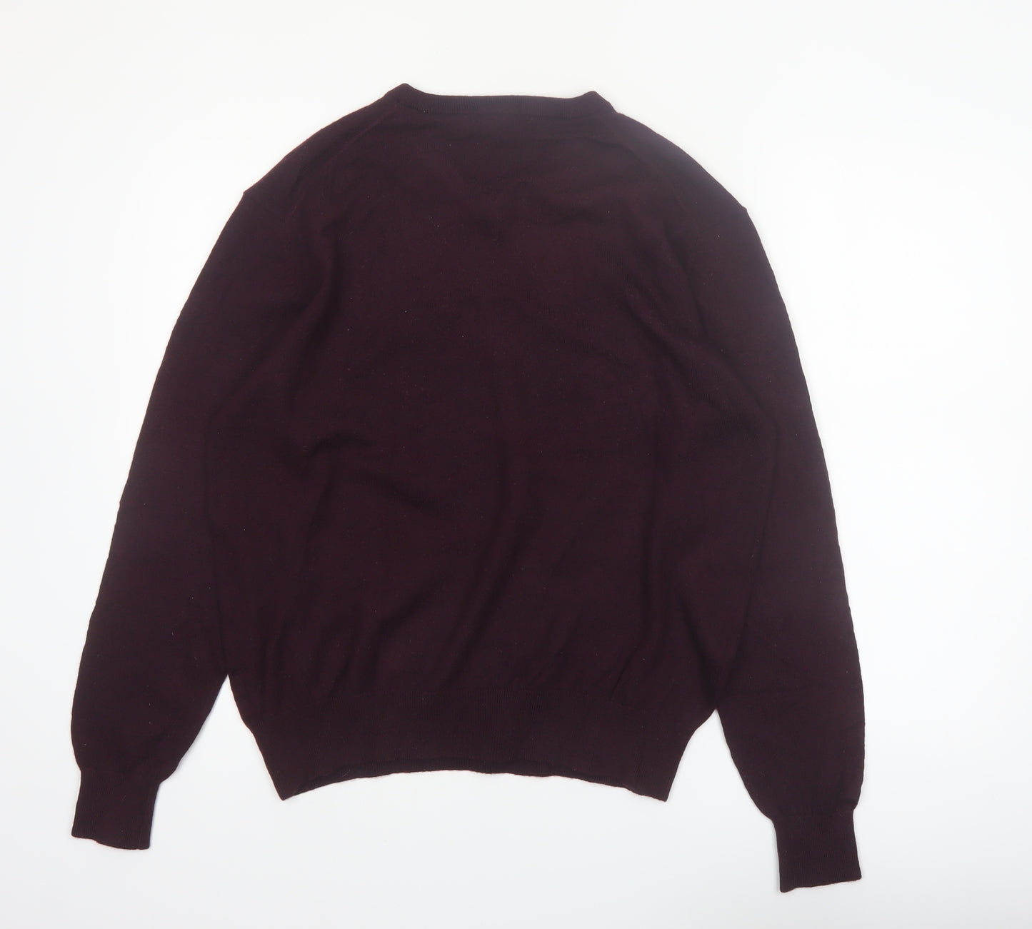 Gazman Mens Brown Wool V-Neck Jumper Size L Classic Fit