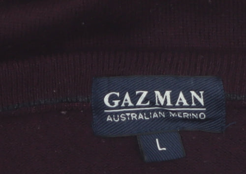 Gazman Mens Brown Wool V-Neck Jumper Size L Classic Fit