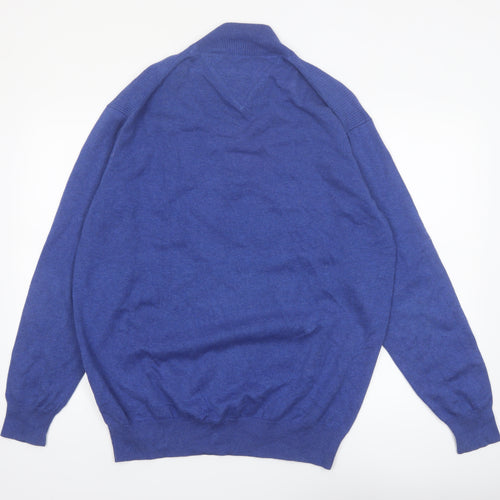 Vedoneire Mens Blue Cotton Half Zip Jumper L High Neck Classic