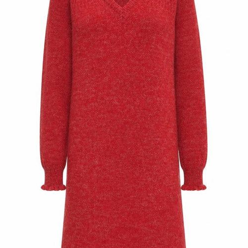 Hot Line by Mervyn's Womens Red Knit Sweater Dress Medium V-Neck