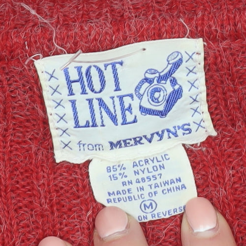 Hot Line by Mervyn's Womens Red Knit Sweater Dress Medium V-Neck