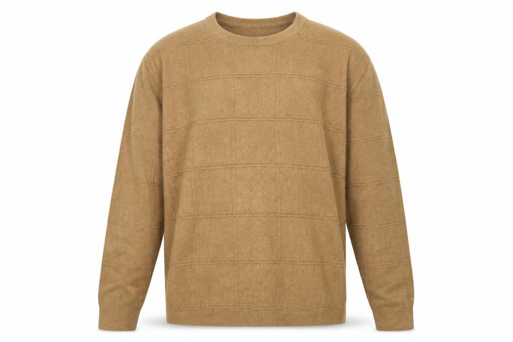 Front view of Dockers Men's Beige Acrylic Crew Neck jumper XL