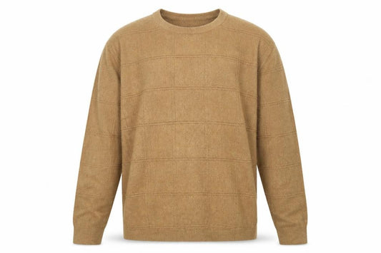 Front view of Dockers Men's Beige Acrylic Crew Neck jumper XL