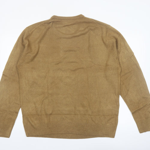 Dockers Men's Beige Acrylic Crew Neck Pullover Jumper XL