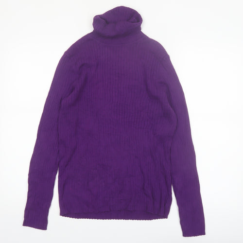 Kim Rogers Women's Purple Roll Neck Cotton Jumper Size L