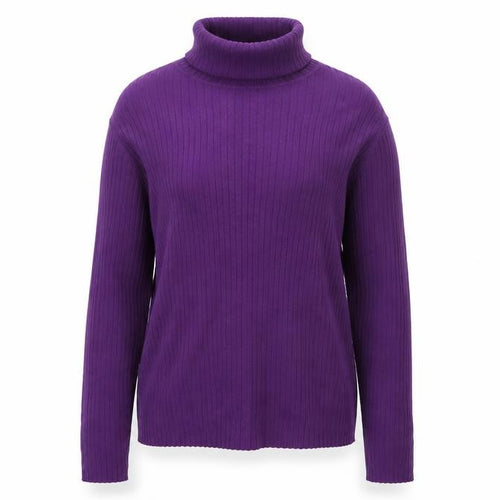Kim Rogers Women's Purple Roll Neck Cotton Jumper Size L