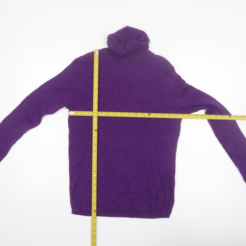 Kim Rogers Women's Purple Roll Neck Cotton Jumper Size L