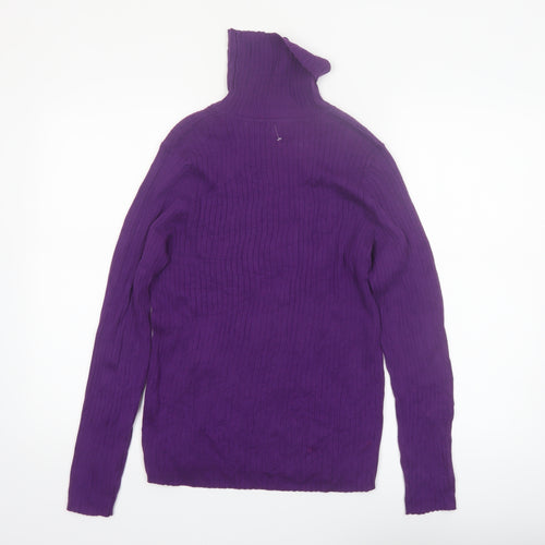 Kim Rogers Women's Purple Roll Neck Cotton Jumper Size L