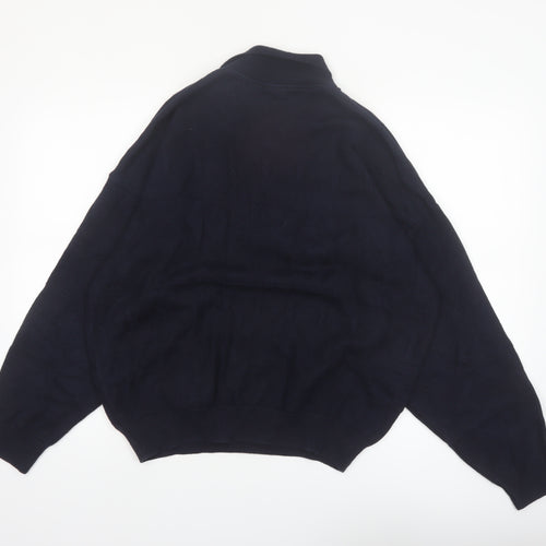 Y.G. Men's Blue Collared Henley Knit Jumper XL Classic Style