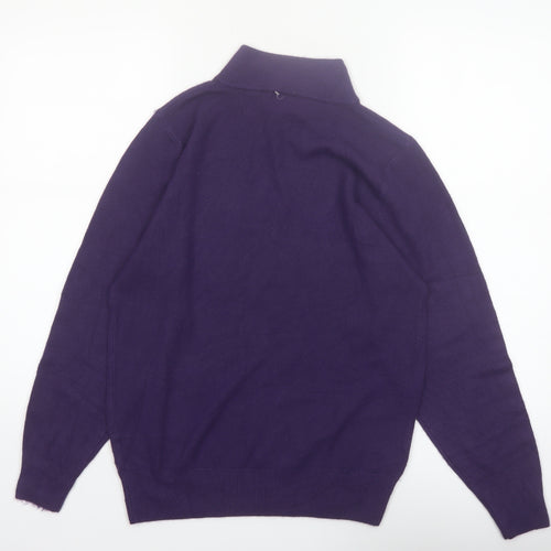 H.E.R Womens Purple Mock Neck Cable Knit Acrylic Jumper Size S