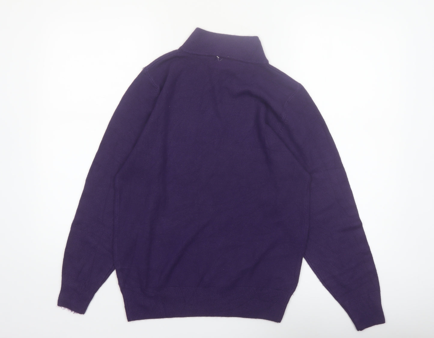 H.E.R Womens Purple Mock Neck Cable Knit Acrylic Jumper Size S