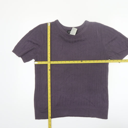 Sag Harbor Women’s Purple Short Sleeve Cable Knit Jumper Size L