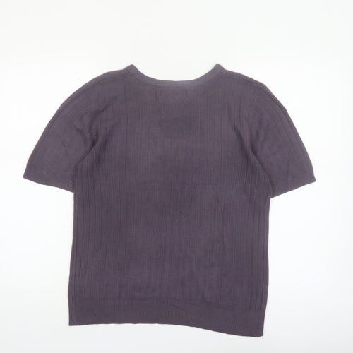 Sag Harbor Women’s Purple Short Sleeve Cable Knit Jumper Size L