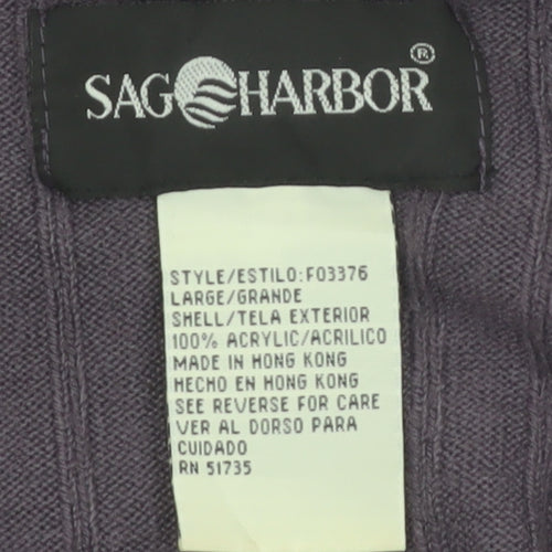 Sag Harbor Women’s Purple Short Sleeve Cable Knit Jumper Size L
