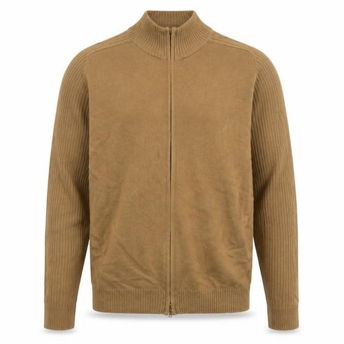 Nautica Men’s Beige Full Zip Cotton Knit Jumper Size L