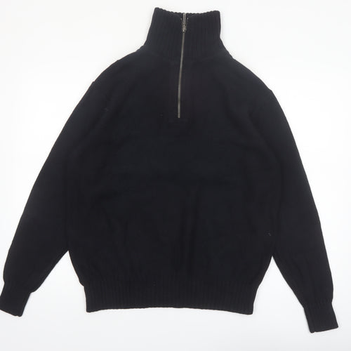 Geoffrey Beene Men's Black Cotton 1/2 Zip High Neck Jumper L