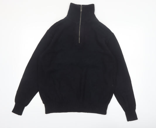Geoffrey Beene Men's Black Cotton 1/2 Zip High Neck Jumper L