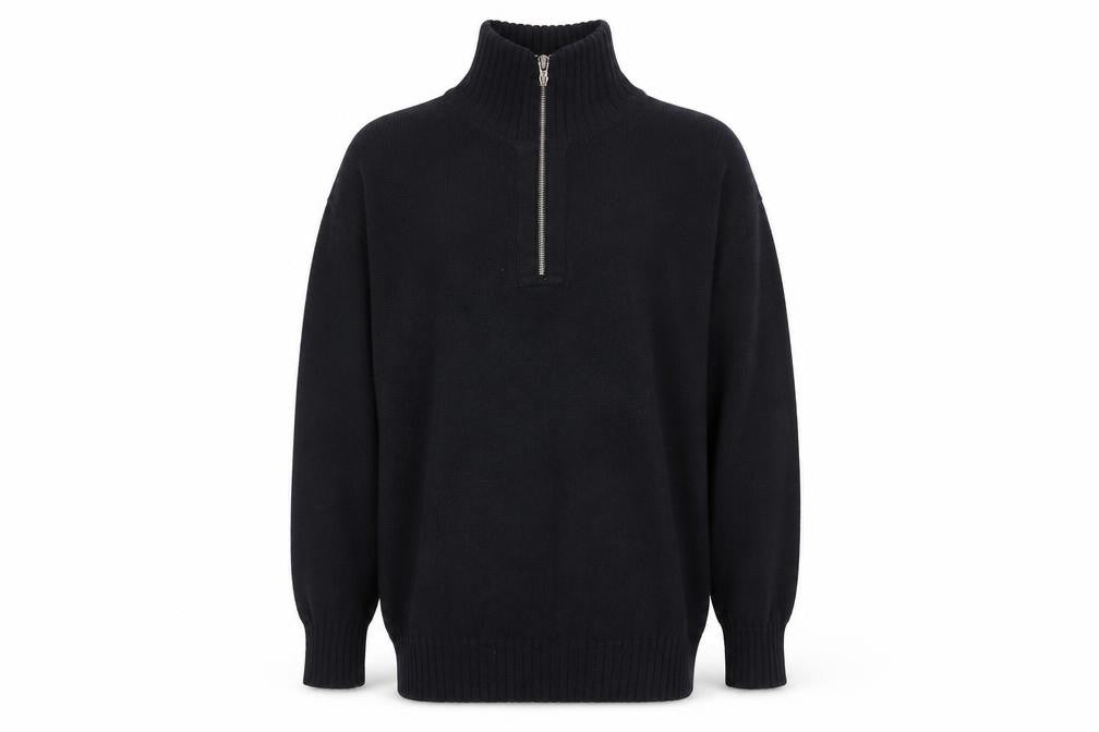 Geoffrey Beene Men's Black Cotton 1/2 Zip High Neck Jumper L