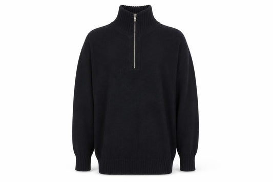 Front view of Geoffrey Beene Men's Black Cotton 1/2 Zip High Neck Jumper L