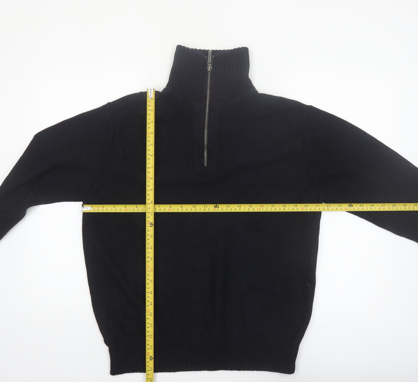 Geoffrey Beene Men's Black Cotton 1/2 Zip High Neck Jumper L