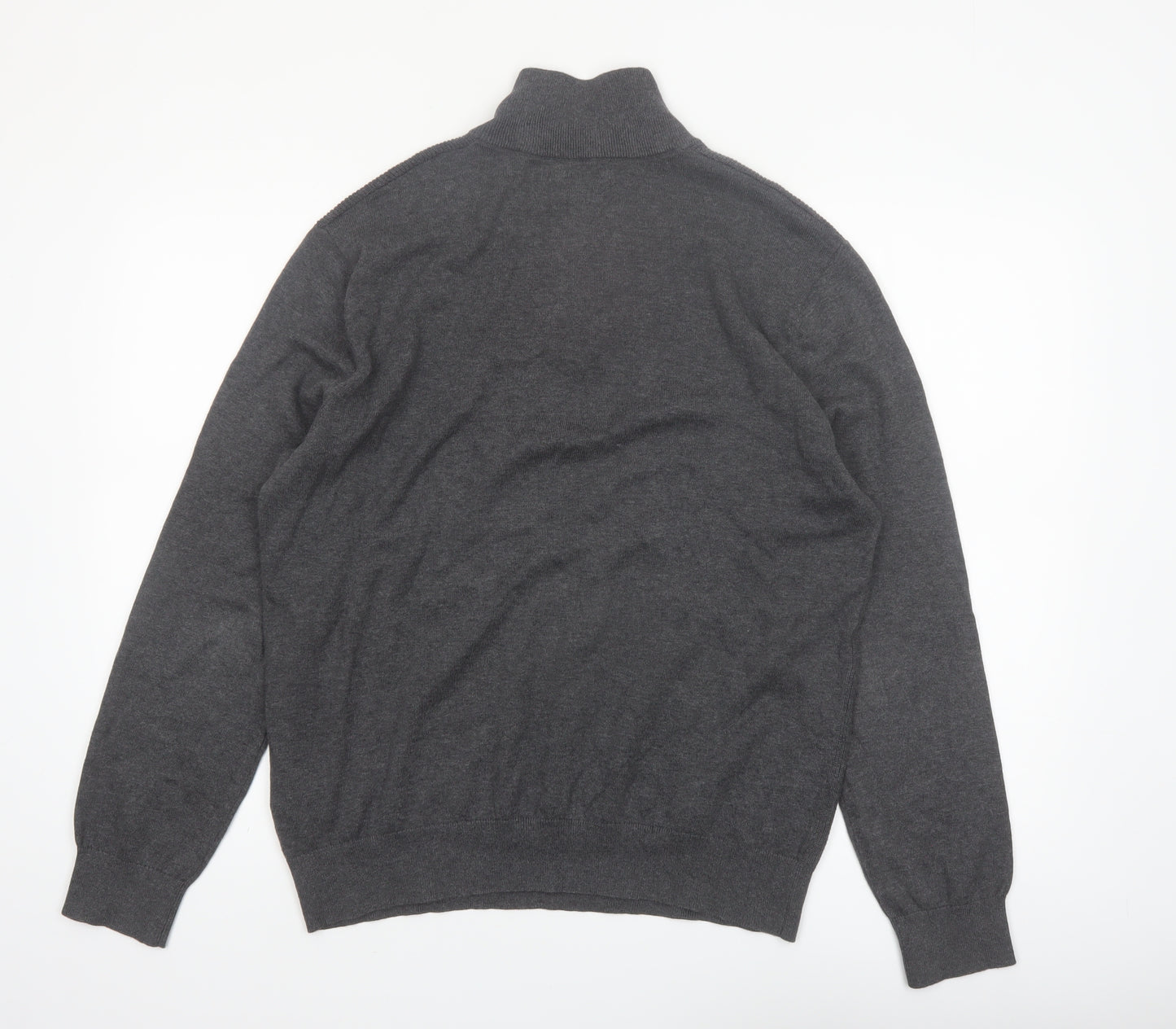 Nautica Men's Grey 1/4 Zip Cotton Jumper Size L