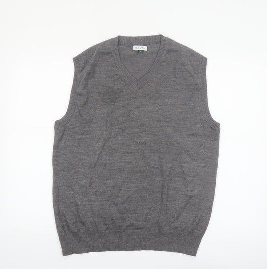 ColorPlus Men Grey Wool Blend V-Neck Sleeveless Vest L