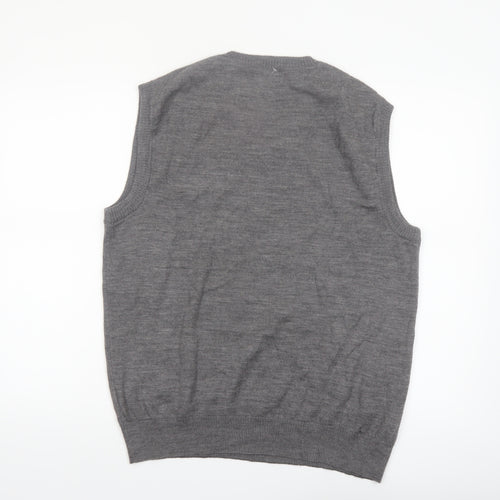 ColorPlus Men Grey Wool Blend V-Neck Sleeveless Vest L