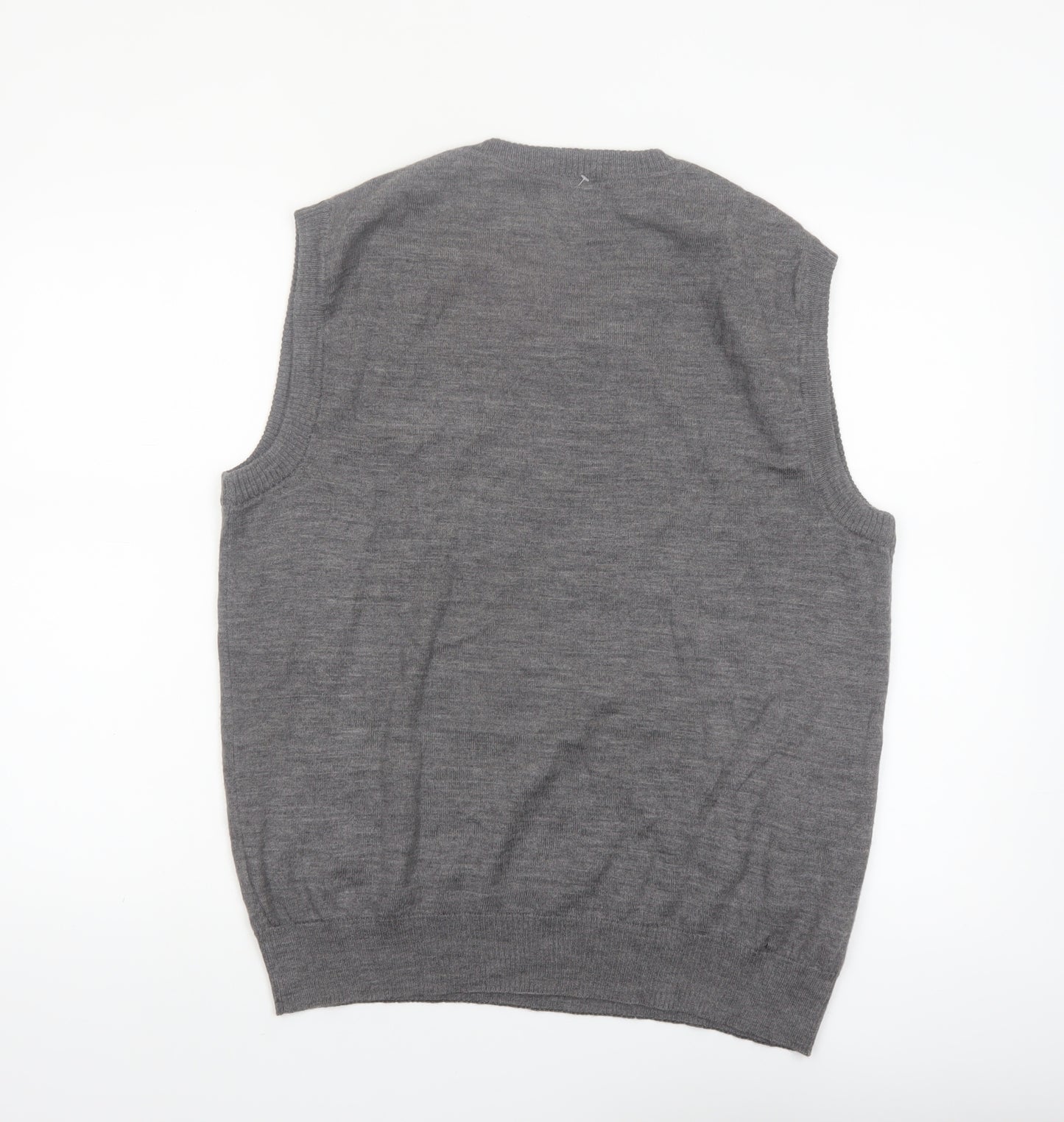 ColorPlus Men Grey Wool Blend V-Neck Sleeveless Vest L