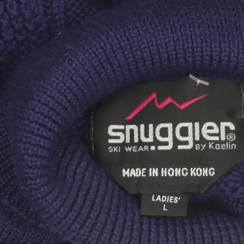 Snugger by Kaelin Blue Cable-Knit Roll Neck Jumper L Men's Vintage Ski