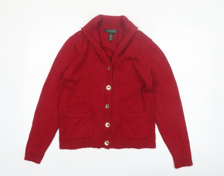 Lauren Ralph Lauren Petite Red Cotton Button Cardigan Women P/L