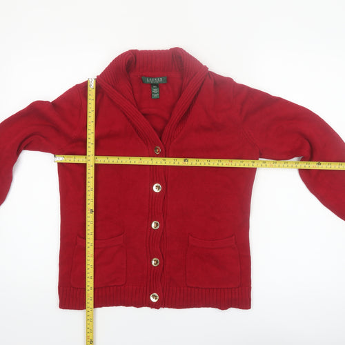 Lauren Ralph Lauren Petite Red Cotton Button Cardigan Women P/L