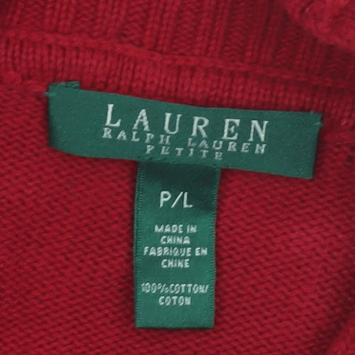 Lauren Ralph Lauren Petite Red Cotton Button Cardigan Women P/L