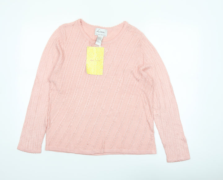 Linea by Louis Dell'Olio Pink Rayon Knit Women's L Jumper